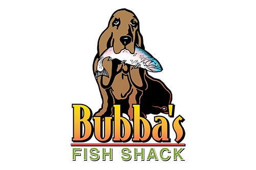 Bubbas Fish Shack Logo with link to Website and  and seafood platter